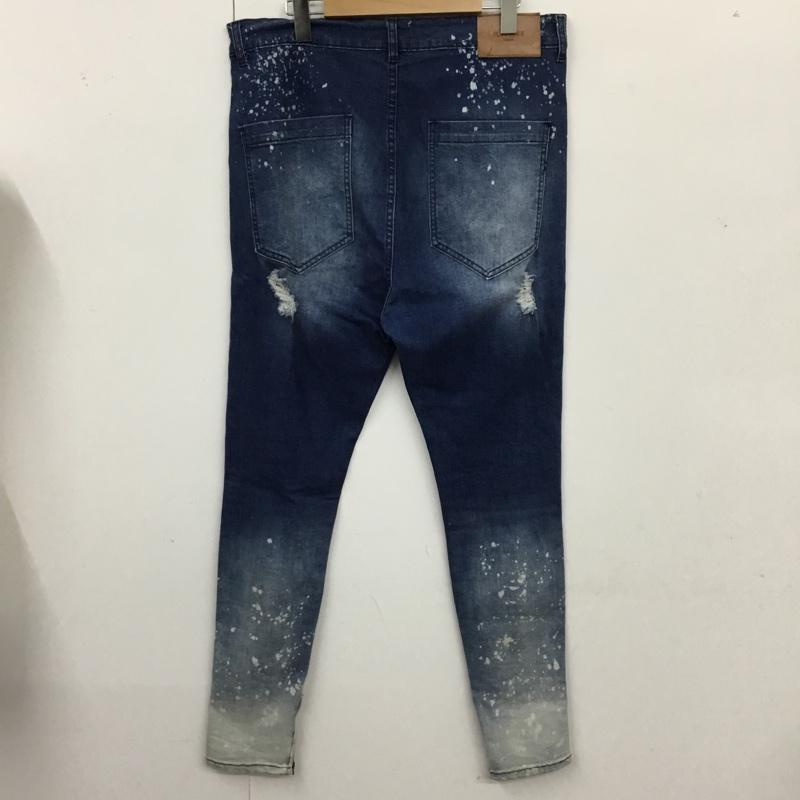 イルシブロンドン ILLUSIVE LONDON パンツ デニム、ジーンズ デニムパンツ スリムパンツ ダメージ加工パンツ ストレッチパンツ XL ダメージ加工 インディゴ / インディゴ /  メンズ USED 古着 中古 10117701