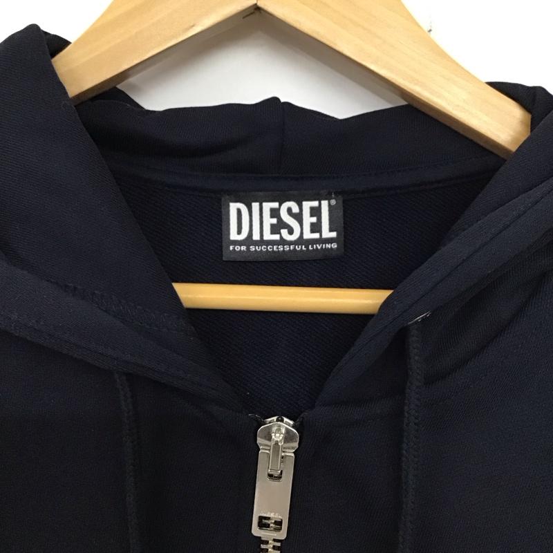 ディーゼル DIESEL パーカー 長袖 ジップアップパーカー 長袖パーカー スウェットパーカー XL ロゴ、文字 紺 / ネイビー /  メンズ USED 古着 中古 10137053