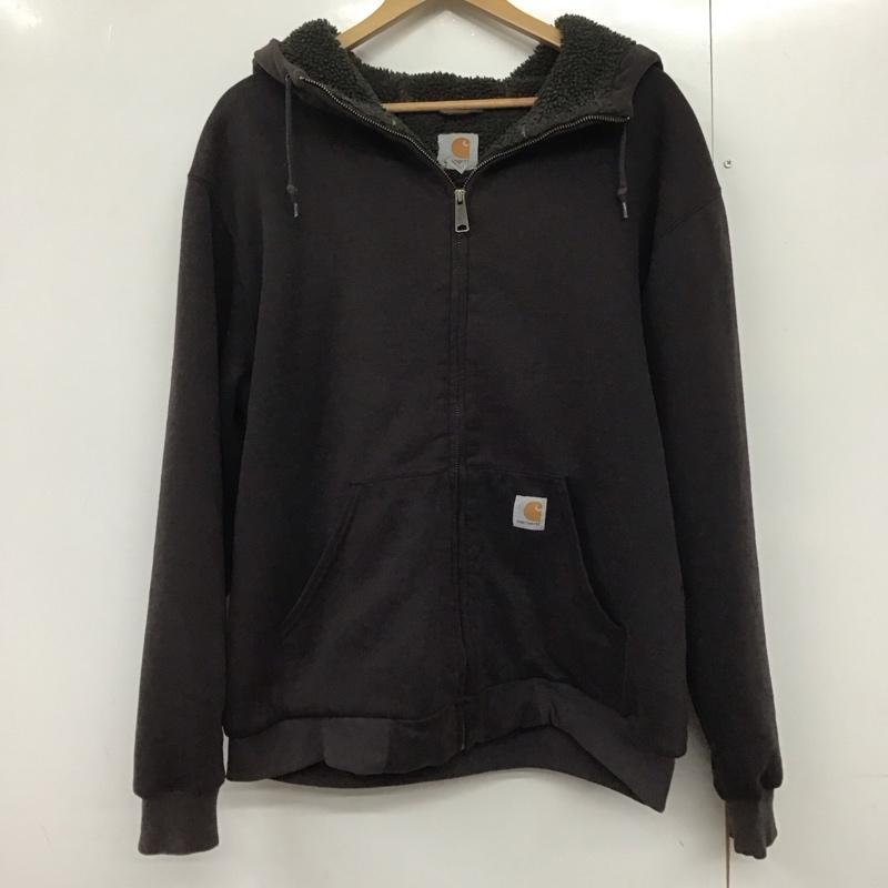 カーハート Carhartt パーカー 長袖 ジップアップ M ロゴ、文字 黒 / ブラック /  メンズ USED 古着 中古 10141803