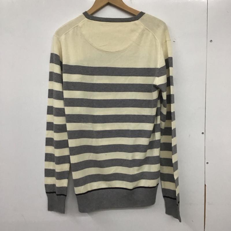 バーバリーブラックレーベル BURBERRY BLACK LABEL ニット、セーター 長袖 長袖ニットカットソー クルーネック セーター 3 ボーダー柄 灰 / グレー / X 白 / ホワイト /  メンズ USED 古着 中古 10140541