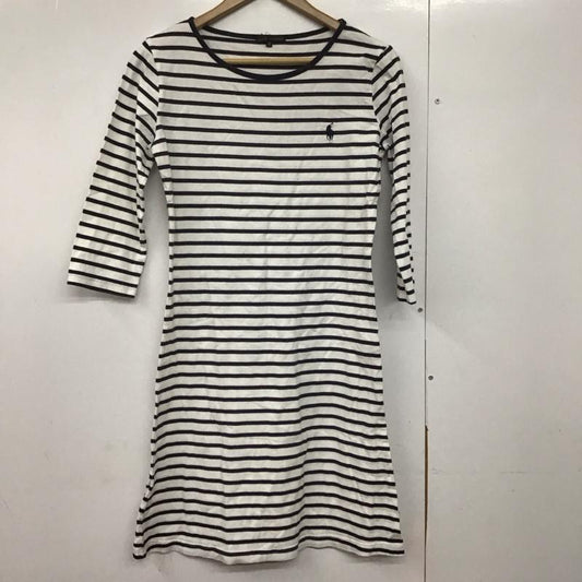 ラルフローレン RALPHLAUREN ワンピース ひざ丈スカート M 無地 白 / ホワイト / X 紺 / ネイビー /  レディース USED 古着 中古 10144021