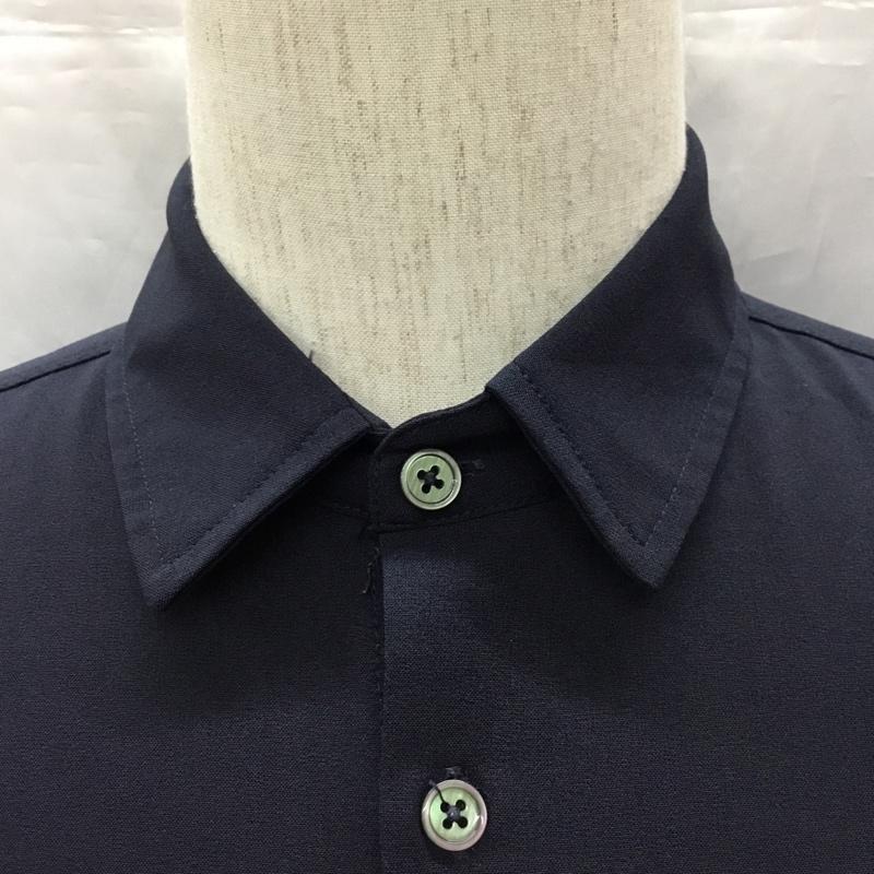 ナノユニバース nano・universe シャツ、ブラウス 半袖 半袖シャツ カラーシャツ 半袖カットソー 無地シャツ M 無地 紺 / ネイビー /  メンズ USED 古着 中古 10116244