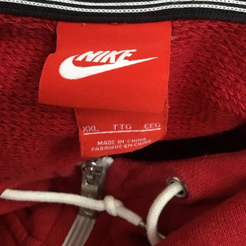 ナイキ NIKE パーカー 長袖 ジップパーカー XXL ロゴ、文字 赤 / レッド /  メンズ USED 古着 中古 10108156