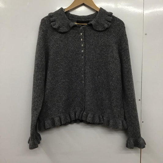 ザラ ZARA カーディガン 長袖 2756 131 802 フリルトリム ニットカーディガン L 無地 灰 / グレー /  レディース USED 古着 中古 10146595