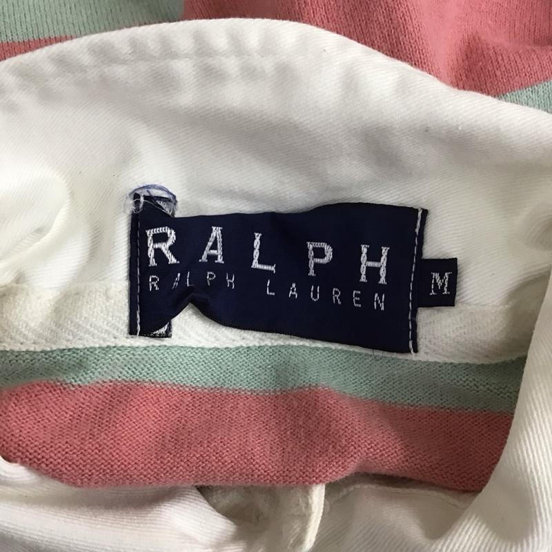 ラルフローレン RALPHLAUREN ポロシャツ 半袖 半袖ポロシャツ カラーシャツ 半袖カットソー M ボーダー柄 桃 / ピンク / X 水色 / ライトブルー /  レディース USED 古着 中古 10113816