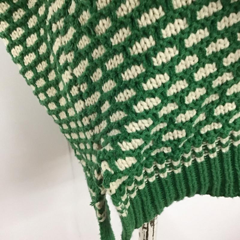 シンプリシテェ Simplicite ニット、セーター 長袖 21-080-700-0099-3-0 深VバイカラーKNITプルオーバー  緑 / グリーン / X オフホワイト / オフホワイト /  レディース USED 古着 中古 10107515