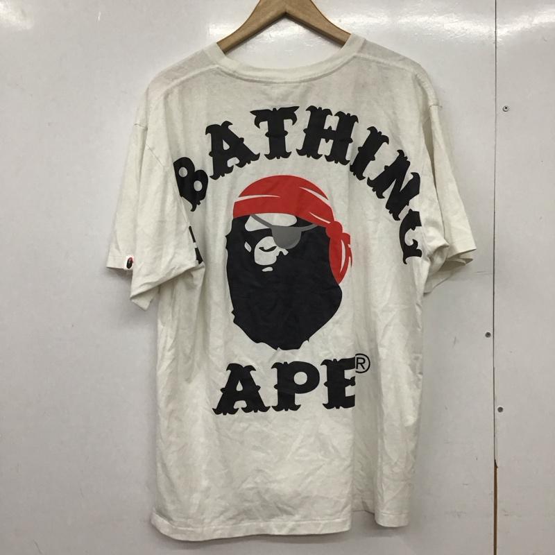ベイプ BAPE Tシャツ 半袖 半袖カットソー プリントTシャツ クルーネックカットソー XL ロゴ、文字 白 / ホワイト /  メンズ USED 古着 中古 10151007