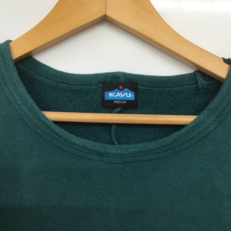 カブー KAVU トレーナー 長袖 19821309 スウェット 裏起毛 M ロゴ、文字 緑 / グリーン /  メンズ USED 古着 中古 10144087