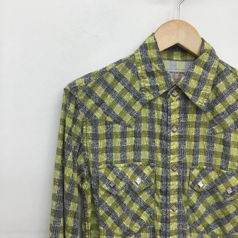 フラットヘッド The Flat Head シャツ、ブラウス 長袖 THE FLAT HEAD レーヨンウレタンチェックシャツ　CW-01W 38 チェック 黄 / イエロー / X 黒 / ブラック /  メンズ USED 古着 中古 10129219