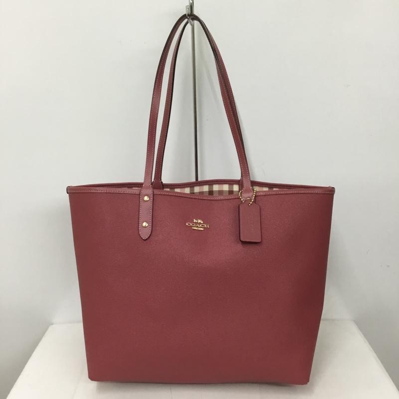 コーチ COACH トートバッグ トートバッグ F76631 リバーシブル チェック ロゴ、文字 桃 / ピンク /  レディース USED 古着 中古 10126712