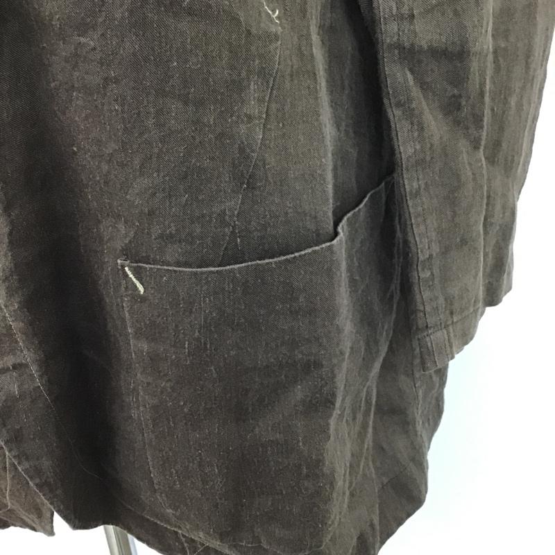 ヨウジヤマモト Yohji Yamamoto ジャケット、上着 ジャケット、ブレザー ノーカラージャケット アウター カジュアルジャケット ロングジャケット 無地 茶 / ブラウン /  メンズ USED 古着 中古 10105661