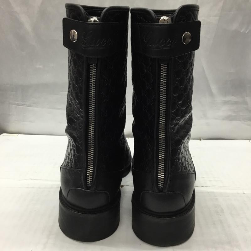 グッチ GUCCI ブーツ ショートブーツ 494517 マイクログッチシマ 37.5 箱有  黒 / ブラック /  レディース USED 古着 中古 10117008