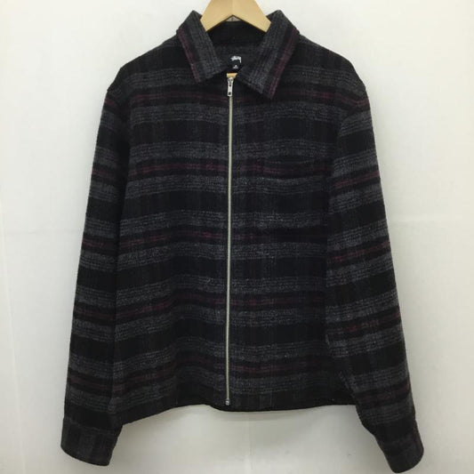 ステューシー STUSSY ジャケット、上着 ジャケット、ブレザー リード ウール プレイド ジップ シャツ Reed Wool Plaid Zip Shirt M チェック 黒 / ブラック / X 灰 / グレー / X 赤 / レッド /  メンズ USED 古着 中古 10125304
