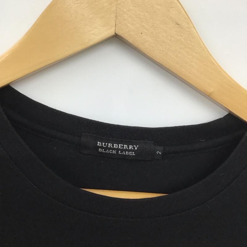 バーバリーブラックレーベル BURBERRY BLACK LABEL Tシャツ 半袖 半袖カットソー プリントTシャツ クルーネックカットソー 2 ロゴ、文字 黒 / ブラック /  メンズ USED 古着 中古 10148254