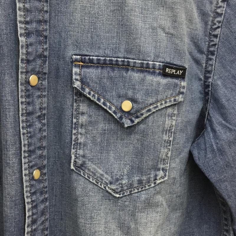 リプレイ REPLAY シャツ、ブラウス 長袖 REPLAY デニムシャツ　M4023.000.F26C94A M 無地 インディゴ / インディゴ /  メンズ USED 古着 中古 10127626