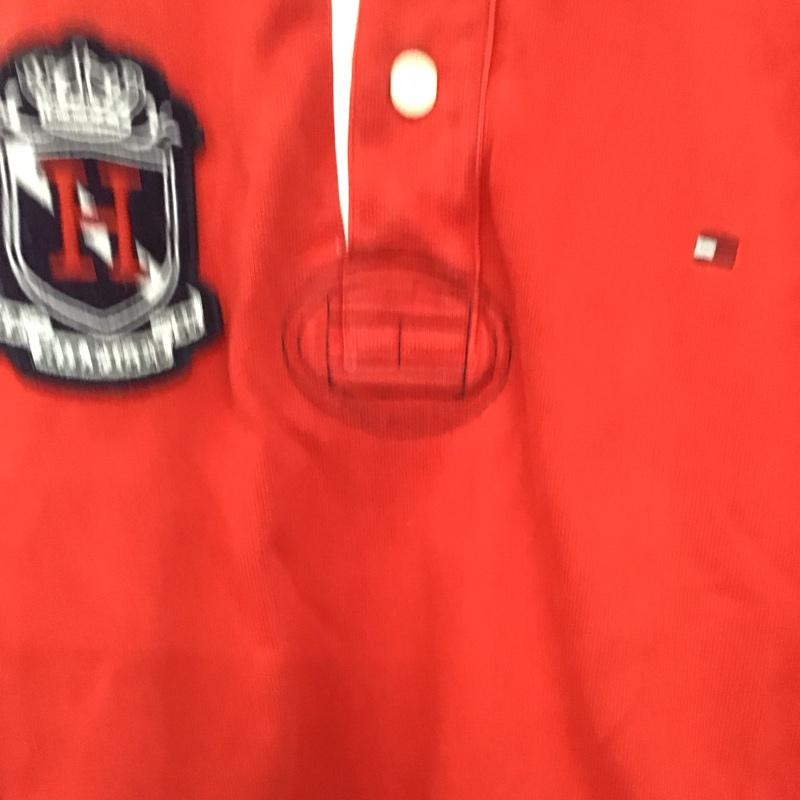 トミーヒルフィガー TOMMY HILFIGER カットソー 長袖 長袖カットソー カジュアルシャツ ポロシャツ XL ロゴ、文字 赤 / レッド /  メンズ USED 古着 中古 10145060