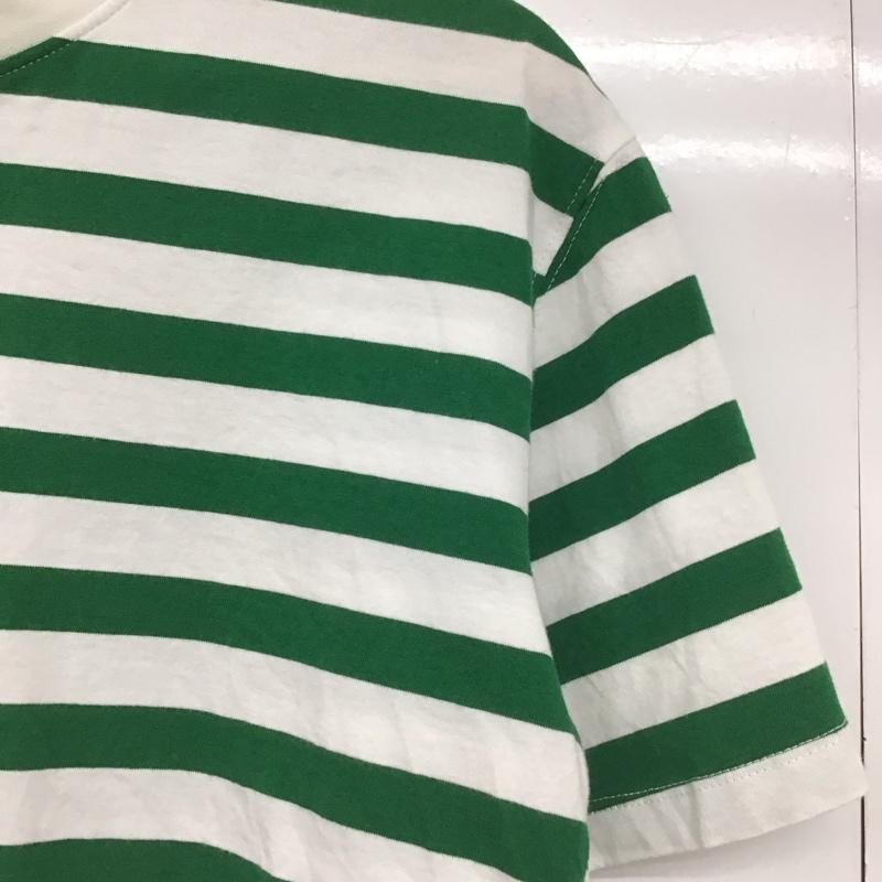ザラ ZARA Tシャツ 半袖 クロップド丈 ボーダー M ボーダー柄 白 / ホワイト / X 緑 / グリーン /  レディース USED 古着 中古 10148669