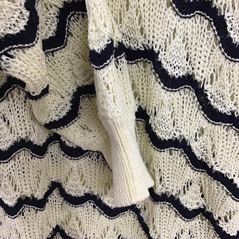 ニコアンド niko and... ニット、セーター 長袖 NKM42613MN ボーダー　ルーズ　ポロシャツ　ニット　レース透かし編み L ボーダー柄 マルチカラー / マルチカラー /  レディース USED 古着 中古 10141598