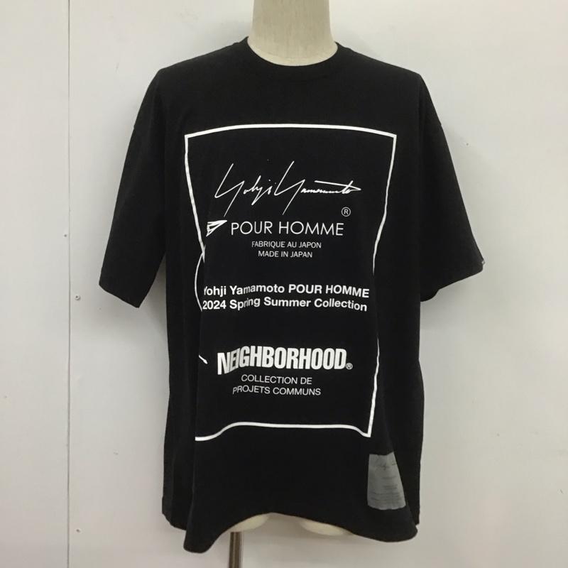ネイバーフッド NEIGHBORHOOD Tシャツ 半袖 hs-t80-285 ネイバーフッドxヨウジヤマモトプリントショートスリーブTシャツ コラボ L ロゴ、文字 黒 / ブラック /  メンズ USED 古着 中古 10106830