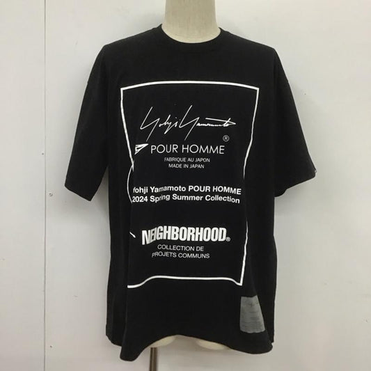 ネイバーフッド NEIGHBORHOOD Tシャツ 半袖 hs-t80-285 ネイバーフッドxヨウジヤマモトプリントショートスリーブTシャツ コラボ L ロゴ、文字 黒 / ブラック /  メンズ USED 古着 中古 10106830