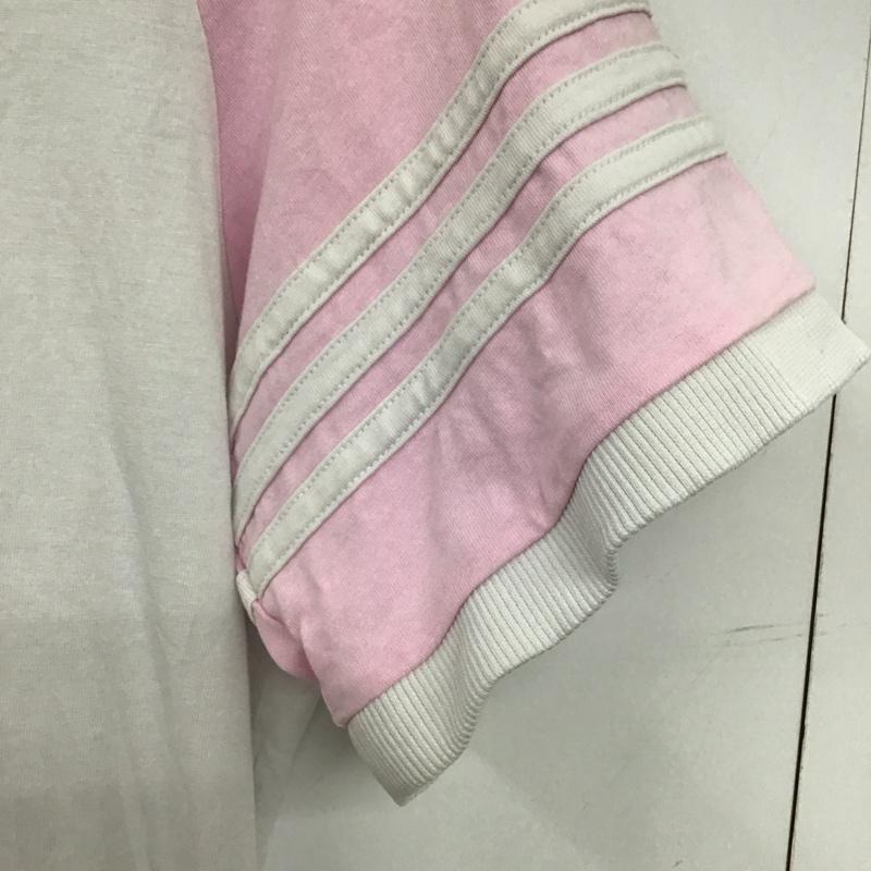 アディダス adidas Tシャツ 半袖 半袖カットソー プリントTシャツ クルーネックカットソー ロゴ、文字 白 / ホワイト / X 桃 / ピンク /  メンズ USED 古着 中古 10133718