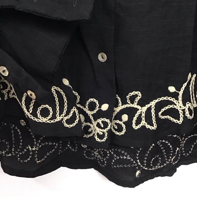 ザラ ZARA シャツ、ブラウス 長袖 長袖シャツ ノーカラーシャツ 刺繍シャツ XS 刺繍 黒 / ブラック /  レディース USED 古着 中古 10136784