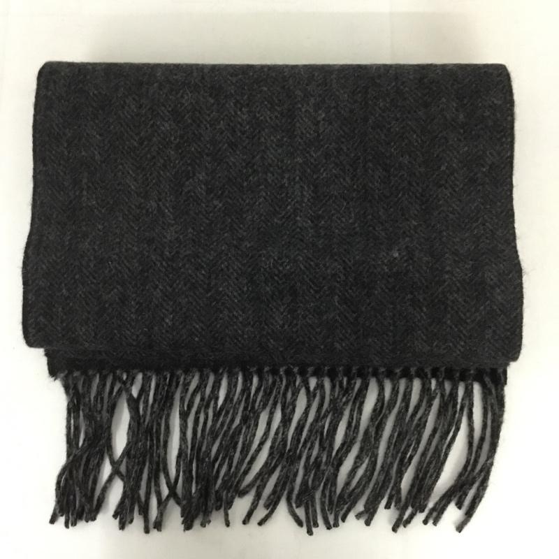 ビームス BEAMS マフラー マフラー フリンジ ウール ロゴ、文字 黒 / ブラック /  メンズ USED 古着 中古 10130562