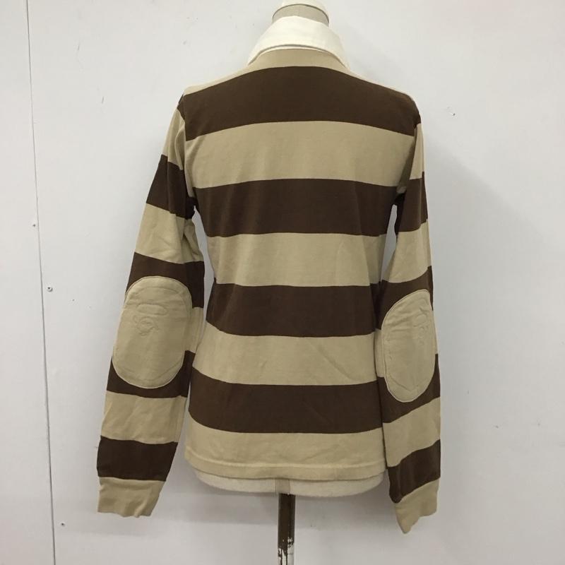 アベイシングエイプ A BATHING APE カットソー 長袖 長袖ポロシャツ カラーシャツ ロングスリーブカットソー XXS ボーダー柄 茶 / ブラウン /  レディース USED 古着 中古 10117497