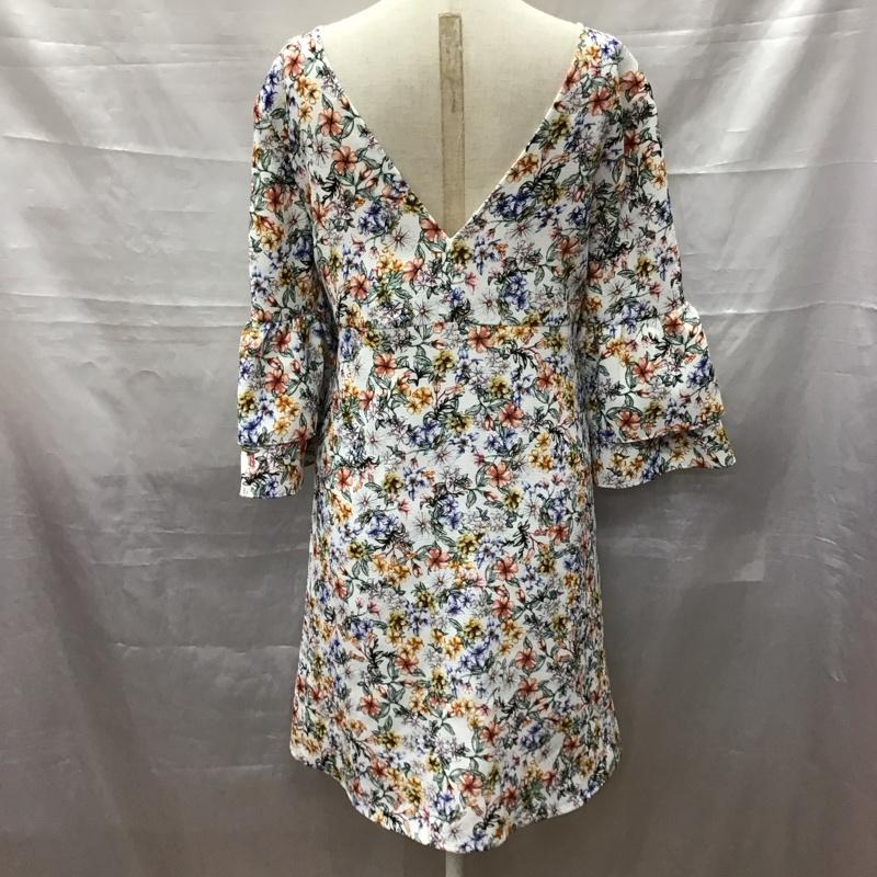 ザラベーシック ZARA BASIC ワンピース ひざ丈スカート 半袖ワンピース フレアスカート ひざ丈 フリル袖 XS プリント マルチカラー / マルチカラー /  レディース USED 古着 中古 10117977