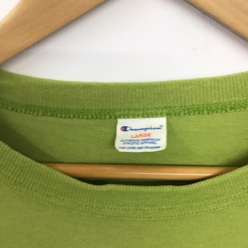 チャンピオン Champion Tシャツ 半袖 半袖カットソー プリントTシャツ クルーネックカットソー L ロゴ、文字 緑 / グリーン /  メンズ USED 古着 中古 10133497