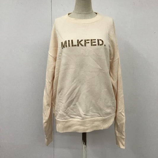 ミルクフェド MILKFED. トレーナー 長袖 ロゴ、文字 X プリント ベージュ / ベージュ /  レディース USED 古着 中古 10120297