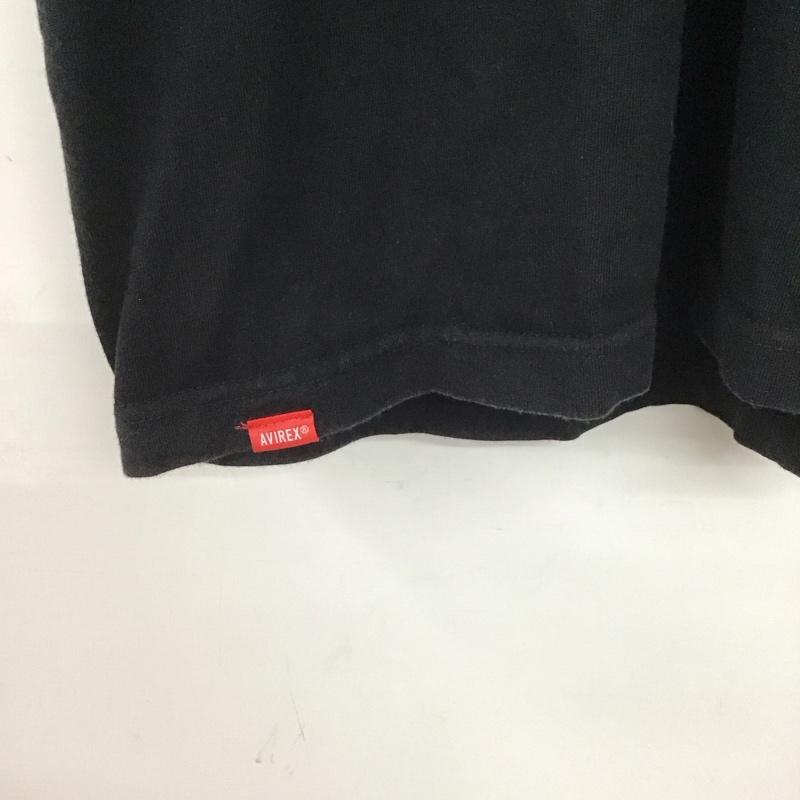 アヴィレックス AVIREX Tシャツ 半袖 半袖カットソー プリントTシャツ クルーネックカットソー XL ロゴ、文字 黒 / ブラック /  メンズ USED 古着 中古 10128669