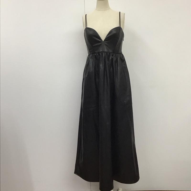 ザラ ZARA ワンピース ロングスカート 7901 883 800 フェイクレザー 合皮 キャミワンピース XS 無地 黒 / ブラック /  レディース USED 古着 中古 10119611