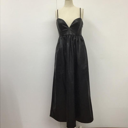 ザラ ZARA ワンピース ロングスカート 7901 883 800 フェイクレザー 合皮 キャミワンピース XS 無地 黒 / ブラック /  レディース USED 古着 中古 10119611