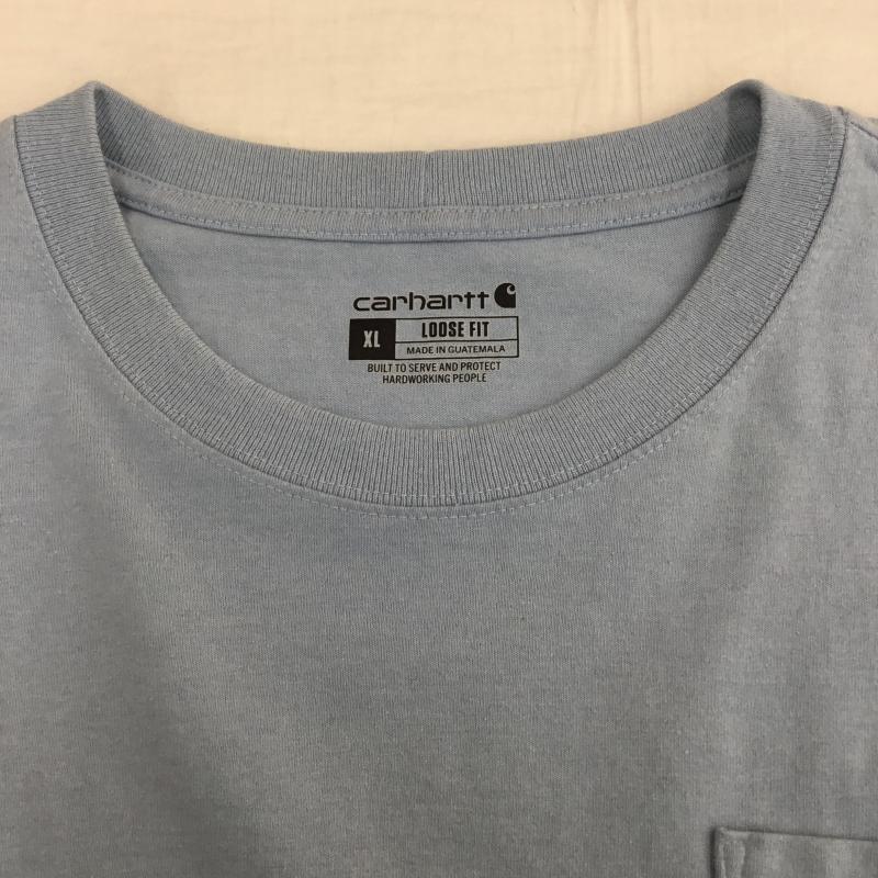 カーハート Carhartt カットソー 長袖 XL ロゴ、文字 水色 / ライトブルー /  メンズ USED 古着 中古 10145813