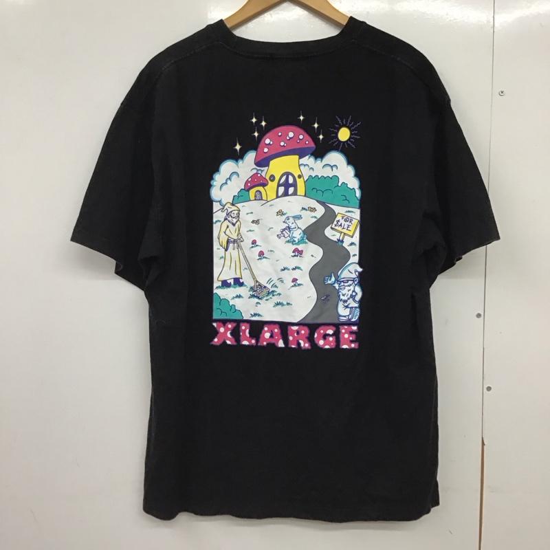エクストララージ XLARGE Tシャツ 半袖 半袖カットソー プリントTシャツ クルーネックカットソー L ロゴ、文字 黒 / ブラック /  メンズ USED 古着 中古 10151010