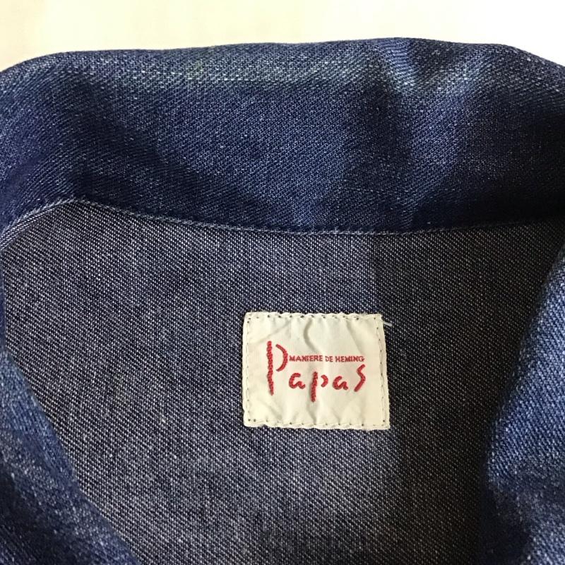 パパス PAPAS ジャケット、上着 ジャケット、ブレザー デニムジャケット カラージャケット 長袖ジャケット ブルゾン L 無地 インディゴ / インディゴ /  メンズ USED 古着 中古 10116531