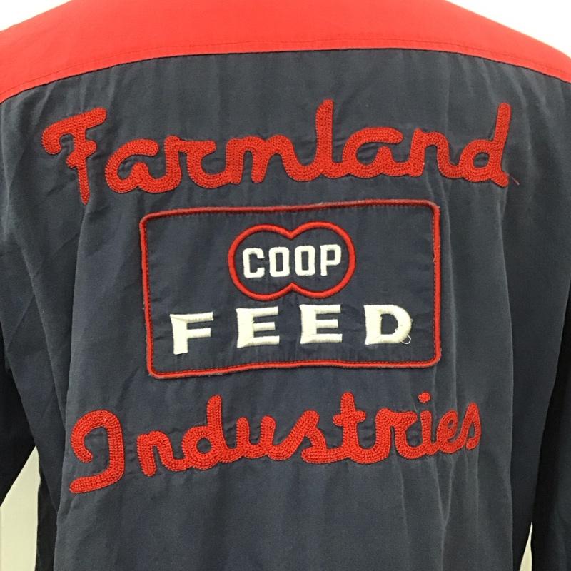 ヒューストン HOUSTON シャツ、ブラウス 長袖 長袖シャツ カラーシャツ ポケットシャツ 長袖カットソー M ロゴ、文字 紺 / ネイビー / X 赤 / レッド /  メンズ USED 古着 中古 10112820