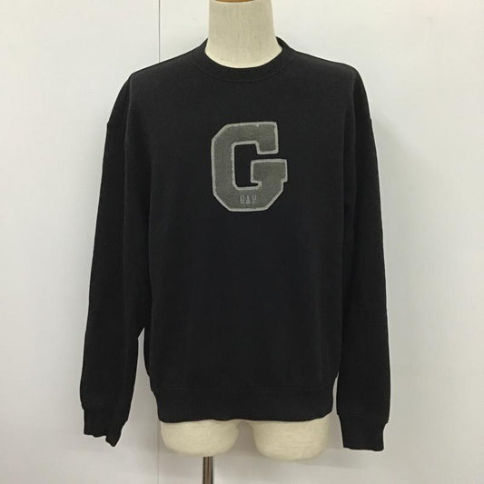 ギャップ GAP トレーナー 長袖 長袖トレーナー クルーネックスウェット リブスウェット S ロゴ、文字 黒 / ブラック /  メンズ USED 古着 中古 10105540