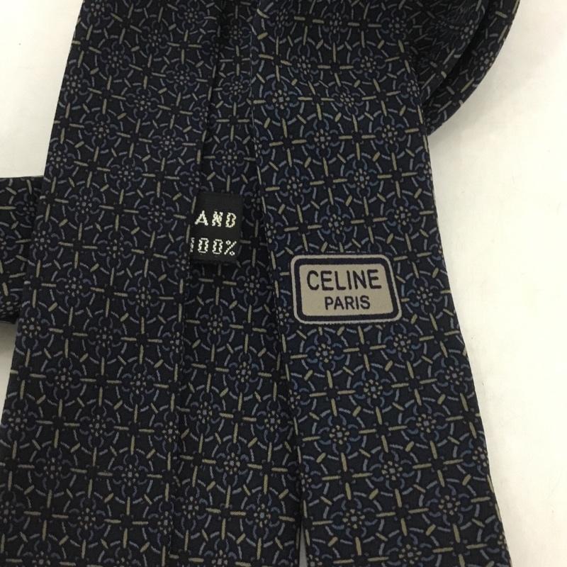 セリーヌ CELINE ネクタイ ネクタイ シルク 総柄 紺 / ネイビー /  メンズ USED 古着 中古 10128829