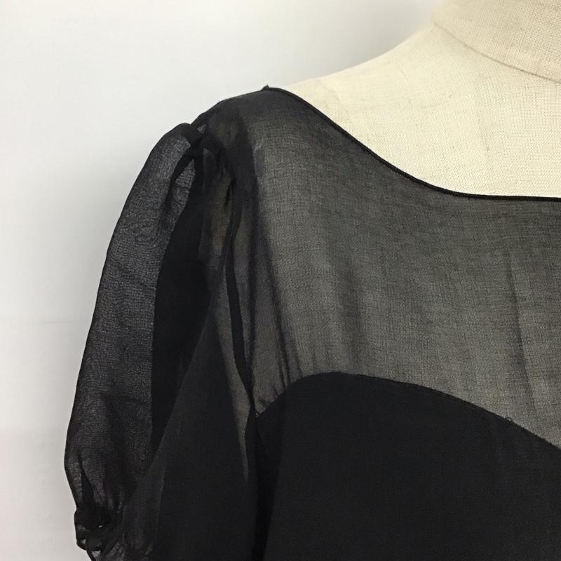 レイビームス Ray BEAMS ワンピース ひざ丈スカート 6326-1453-2747 半袖 シアー 無地 黒 / ブラック /  レディース USED 古着 中古 10115499