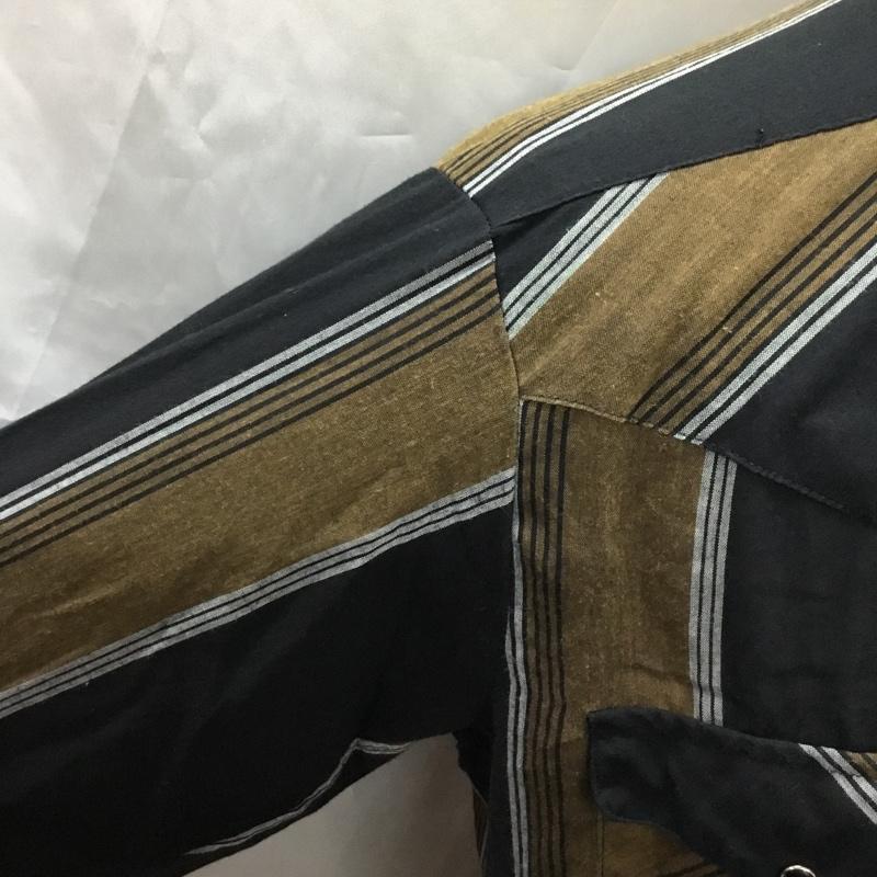 古着 USED シャツ、ブラウス 長袖 長袖シャツ カジュアルシャツ ストライプシャツ ストライプ 黒 / ブラック / X 茶 / ブラウン /  メンズ USED 古着 中古 10111003