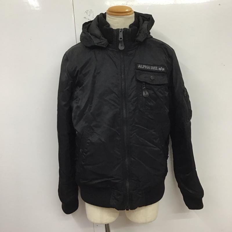 アルファインダストリー Alpha Industries ジャケット、上着 ジャケット、ブレザー ジップアップジャケット アウター フード付きジャケット XL ロゴ、文字 黒 / ブラック /  メンズ USED 古着 中古 10125147