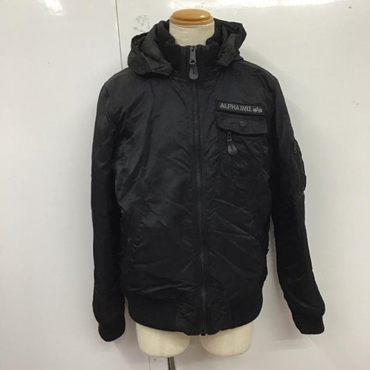 アルファインダストリー Alpha Industries ジャケット、上着 ジャケット、ブレザー ジップアップジャケット アウター フード付きジャケット XL ロゴ、文字 黒 / ブラック /  メンズ USED 古着 中古 10125147
