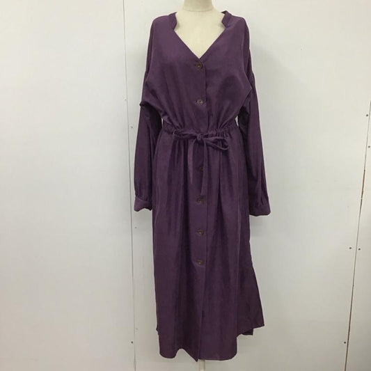 ダブルクローゼット w closet ワンピース ロングスカート 303874 Vネック ウエストドロストワンピース 長袖 無地 紫 / パープル /  レディース USED 古着 中古 10112141