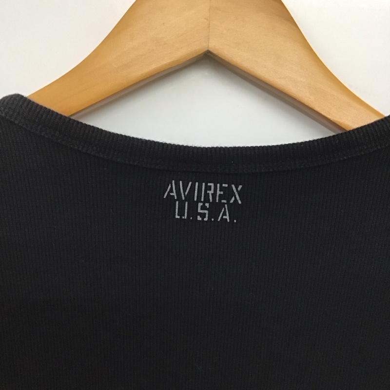 アヴィレックス AVIREX カットソー 長袖 長袖カットソー 無地カットソー クルーネック M 無地 黒 / ブラック /  メンズ USED 古着 中古 10143478