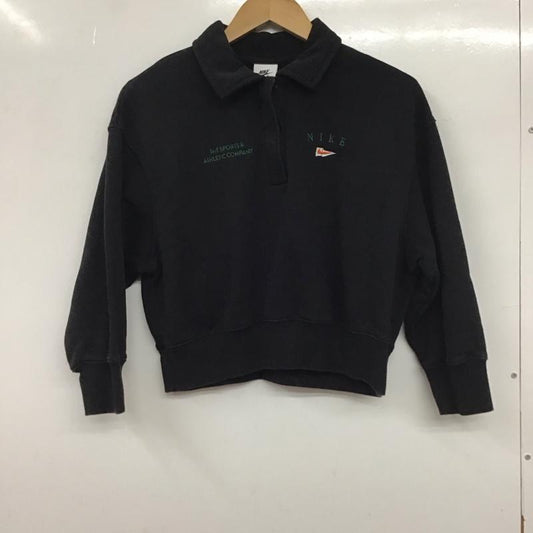ナイキ NIKE トレーナー 長袖 FD0895-010 オーバーサイズド クロップ フリース ポロ スウェットシャツ S 無地 黒 / ブラック /  レディース USED 古着 中古 10137270