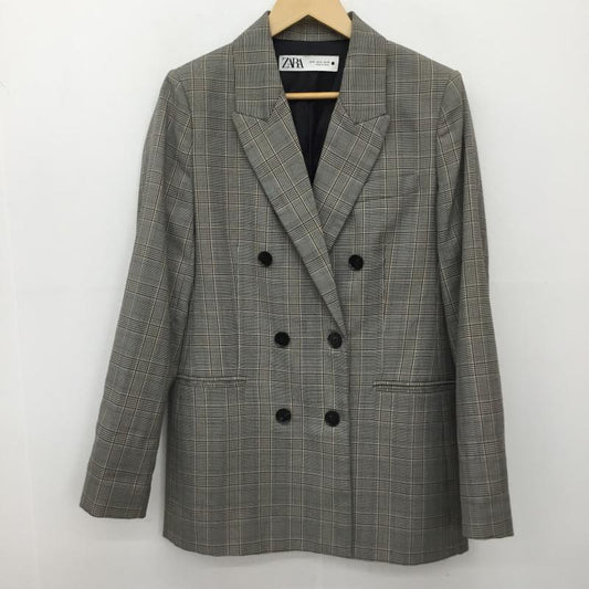 ザラ ZARA ジャケット、上着 ジャケット、ブレザー S チェック 黒 / ブラック / X 茶 / ブラウン /  レディース USED 古着 中古 10133858