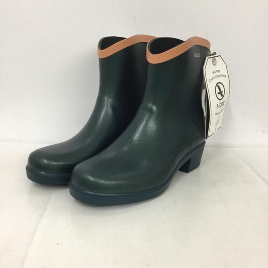 エーグル AIGLE 長靴、レインシューズ 長靴、レインシューズ ZZF8404 ラバーミドルブーツ MS JULIETTE BOT タグ付き 36 ロゴ、文字 緑 / グリーン /  レディース USED 古着 中古 10135744