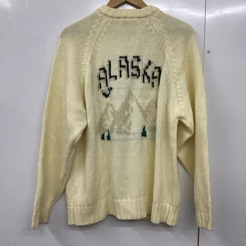 インヘリット INHERIT カーディガン 長袖 ジップアップニットカーディガン ニットジャケット アウター M プリント 白 / ホワイト /  メンズ USED 古着 中古 10142386